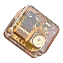 Transparent gold-plated hair movement acrylic square music box creative gift music box home decoration