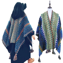 Blanket style large shawl scarf 2023 new womens ethnic style Tibetan Qinghai Lake Yungannan travel exotic cloak
