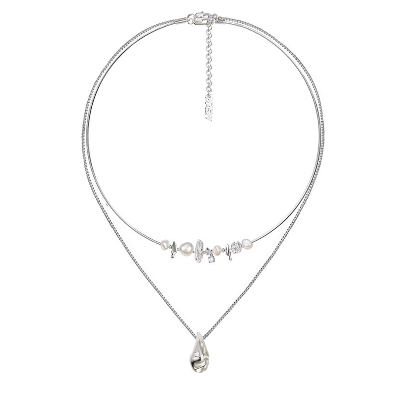 MASW original broken silver freshwater pearl necklace