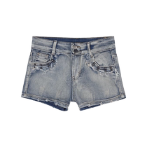 American hot girl low-waist denim shorts for women summer new tight hip-hugging hot pants blue sexy straight pants