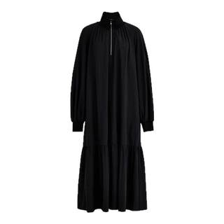 【商场同款】AUM噢姆春季A字长款立领灯笼袖黑色连衣裙休闲长裙女