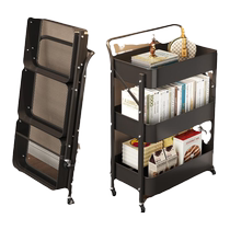 Bookshelf floor-standing storage rack removable folding home bookcase childrens multi-layer simple wheeled trolley storage rack