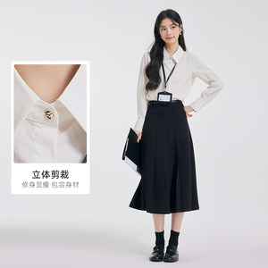 达佳诗蓝色短袖衬衫上衣女2026新款职业正装大学生考公面试蓝衬衣