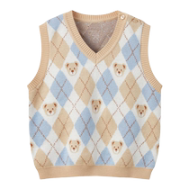 PawinPaw Cartoon Bear Childrens Clothing 2024 Autumn and Winter New Style Boy Wool Vest Cute Fashionable and Versatile