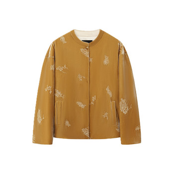 New chinese style national style silk velvet embroidered cotton coat New chinese style national style silk velvet embroidered cotton coat