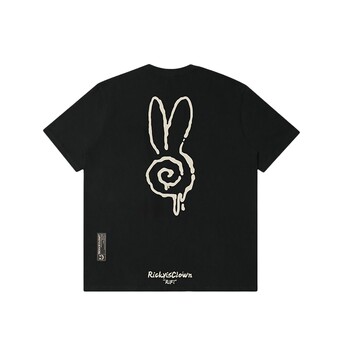 RickyisClownRiC 305g Heavy RiFi Swirl Rabbit T-shirt Trendy Couple Wear Short Sleeve Lin Xiaozhai ແບບດຽວກັນ