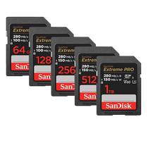 (Autonome) Carte SD SanDisk 64G 128G 256G Carte mémoire UHS-II Caméra haute vitesse Carte mémoire Canon