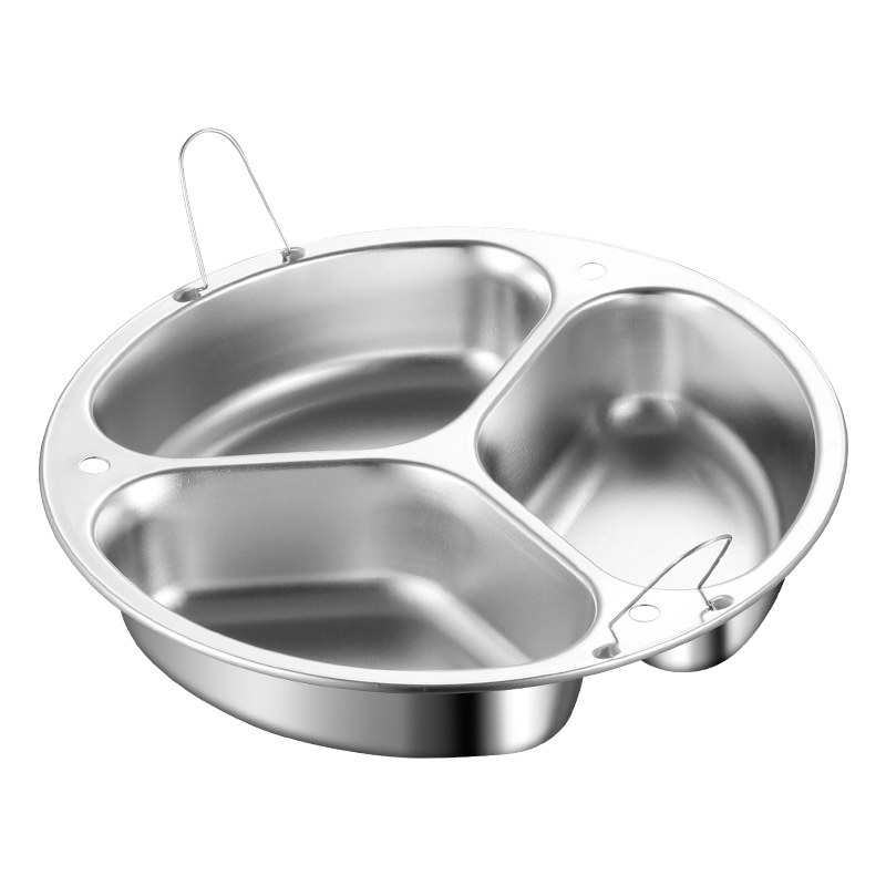 Yuanyang steaming plate 304 stainless steel three-compartment steaming bowl steaming vegetable plate steamer rice cooker inner steaming grid steamer basket steamer