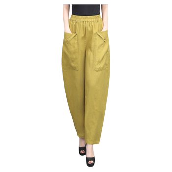 Linen bloomers ຂອງແມ່ຍິງເກົ້າຈຸດ harem pants ຝ້າຍແລະ linen pants