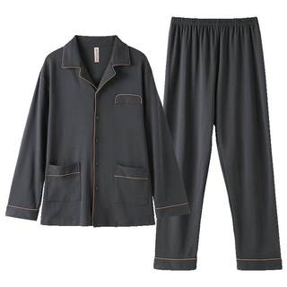 芬腾纯棉秋季男士睡衣春秋款长袖秋冬男款大码中年全棉家居服套装