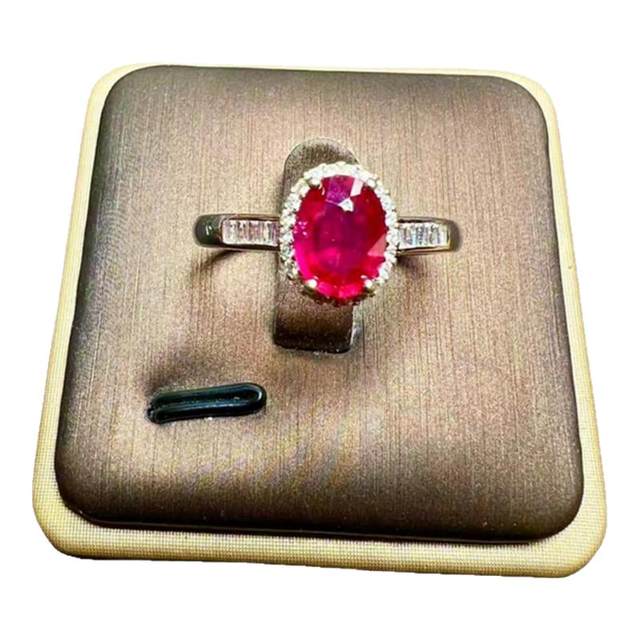 Natural ruby ring newly burned 6×8 925 silver finely inlaid natural colored gemstone jewelry