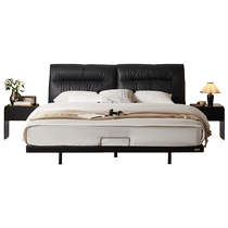 Quanyou Home Italian minimalist first-layer cowhide suspended bed retro style non-disturbing double leather bed 116077