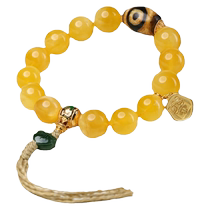 Potala Palace 925 silver six-character mantra beeswax bracelet three-eyed dzi bead bracelet for women
