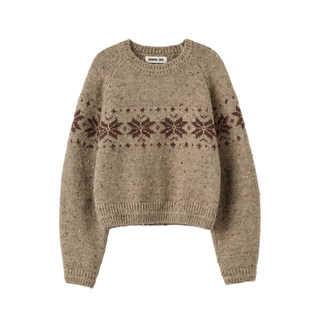 GENERAL IDEA BY BUMSUK北欧雪绒花几何提花圆领针织毛衣长袖女