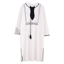 Tongyu nightgown for women in spring and autumn pure cotton thin large size loose long skirt cotton pajamas for women summer can be worn outside home clothes