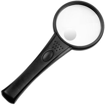 Reading newspaper magnifying glass beister
