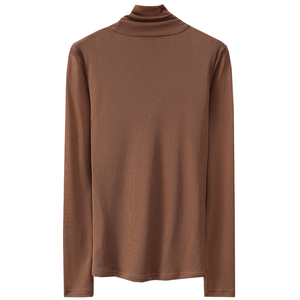 丹语新款高领网纱打底衫女长袖沙体上衣蕾丝沙t恤大码纱衣秋冬款