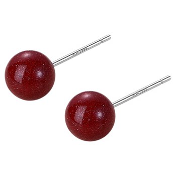 999 sterling silver natural cinnabar earrings for women red earrings