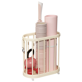 Advanced yoga mat storage basket with wheels