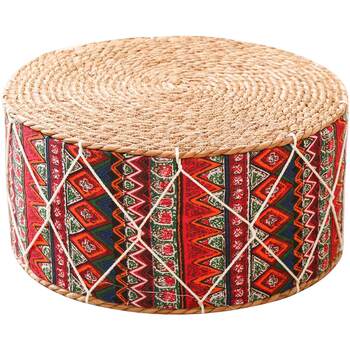 Straw futon cushion thickened pouf woven cushion