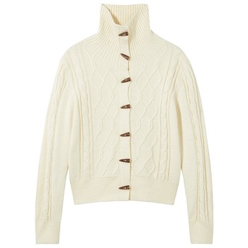 New winter women's horn button knitted cardigan