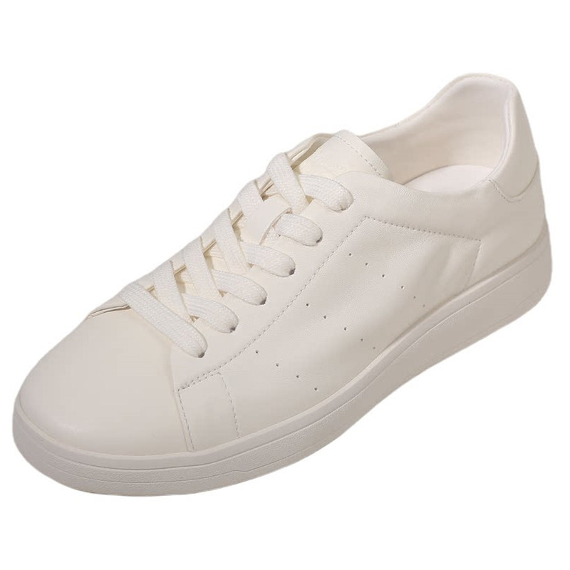 Soft leather soft sole versatile white shoes thick sole lace up casual
