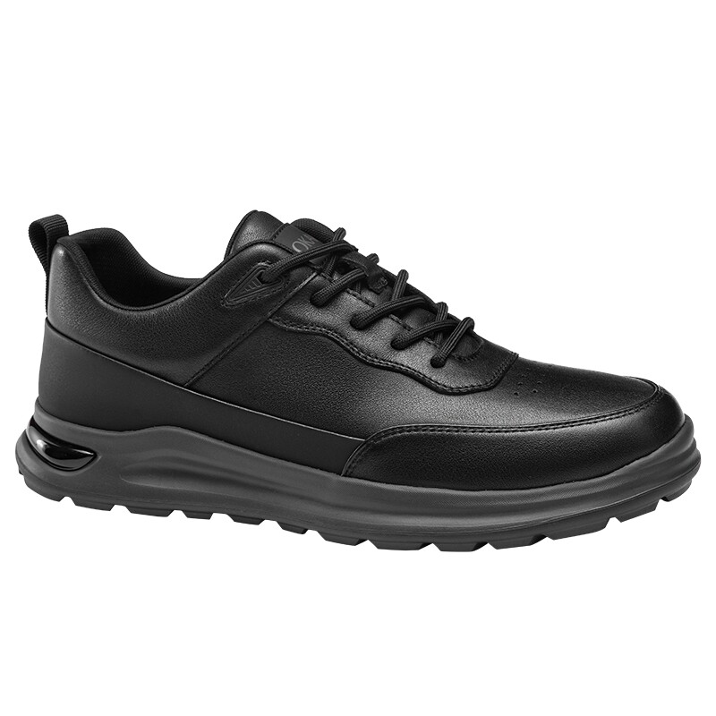Aokang Men's Shoes Spring New Sports Leather Shoes Black Work and Commute Waterproof Anti-Slip Lace-up Breathable Casual Shoes
