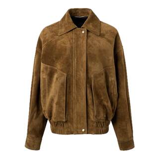 European imported anti-velvet retro old money leather jacket suede jacket leather jacket for women 2025 new style