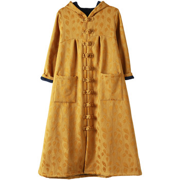 Retro ethnic style women's clothing with long velvet embroidered cotton coat Retro ethnic style women's clothing with long velvet embroidered cotton coat