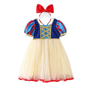 Girls Snow White Skirt Summer Dress 2024 ເສື້ອເຊີດ Elsa ເດັກນ້ອຍ Frozen ໃຫມ່