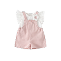 Girls Summer Suit 2024 New Fashionable Baby Sleeveless Clothes Childrens Overalls Summer Childrens Two-piece Set