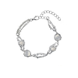 LEMON Bracelet Women's Light Luxury Niche Exquisite Crystal Bracelet Titanium Steel Bracelet Moonstone Splicing Beads Hand Accessories