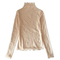 Turtleneck lace bottoming shirt for women autumn and winter sweater with long-sleeved gauze shirt slim fit and velvet mesh top