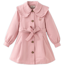 David Bella childrens mid-length windbreaker 2024 girls autumn coat medium and large childrens new style tops childrens clothing