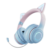 头戴式猫耳朵耳机无线蓝牙耳麦女生游戏降噪电脑儿童带麦高颜值粉