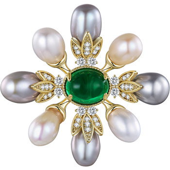 French HMZ imitation pearl brooch, high-end women's light luxury niche design corsage 2024 new hot style brooch