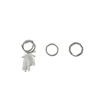 Quan series white crystal pearl s925 open ring