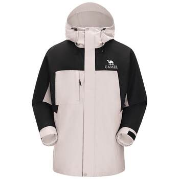 Camel three-in-one contrast color jacket detachable two-piece set outdoor rainstorm grade windproof and waterproof travel mountaineering suit