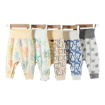 Newborn pure cotton pants for first birth male and female baby with button length pants baby high waist large pp pants children warm pants