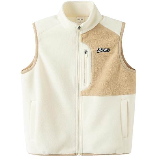 ASICS Children's Wear 25th Autumn New Style Polar Fleece Color Block Knitted Vest Fashionable Versatile Anti-static
