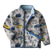 MQD childrens clothing autumn new boys polar fleece jacket yellow and blue car big childrens warm splicing light fleece