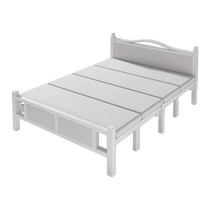 Folding bed double bed 1m2 household simple adult single bed rental room lunch break 1m5 dormitory hard iron bed