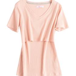 Mengmi ເສື້ອຜ້າພະຍາບານອອກນອກ Trendy Mom Nursing Top Fashionable Summer Hot Mom Thin T-shirt Pure Cotton Short Sleeve Nursing Clothes