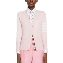 THOM BROWNE Lady Spring Summer Classic Four Striped Cashmere V Collar Knit Cardiotheca