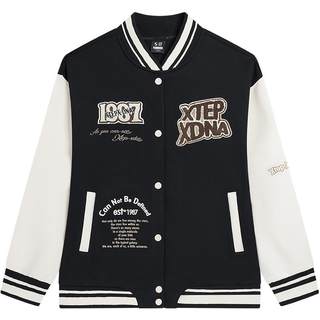 Xtep knitted baseball uniform for men and women 2025 spring new american retro couple jacket 976327060449