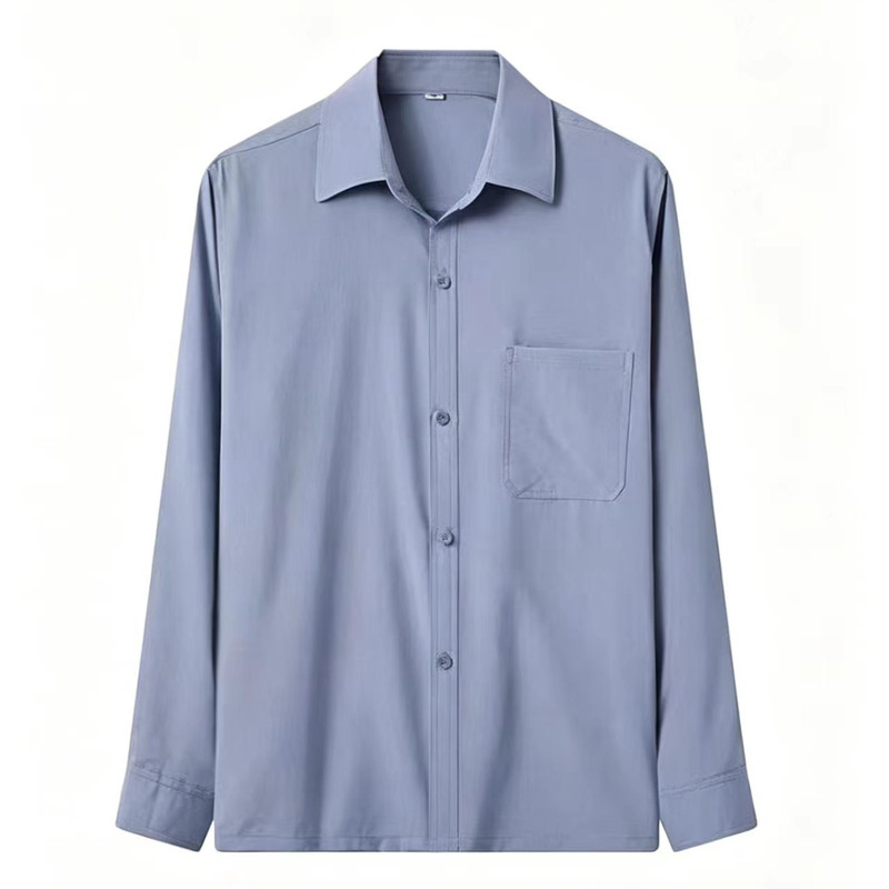 Spring and autumn loose long-sleeved polycotton shirts for middle-aged and elderly men