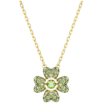 (Self-operated) Swarovski beating heart clover fashion necklace womens clavicle chain green 5671144