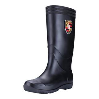 Matte black bottom rain boots for men, thick non-slip and wear-resistant water shoes, cotton thick velvet water boots, construction site waterproof boots, waterproof rain boots