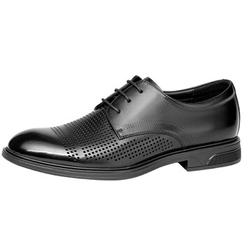 Aokang men's shoes 2026 summer new genuine leather formal leather shoes hollow business lace office work shoes