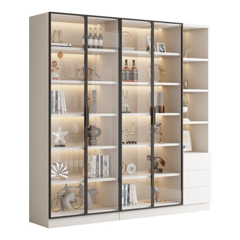 Bookcases, home living room with glass doors, bookshelf, storage integrated display cabinet, light luxury custom wine cabinet storage rack